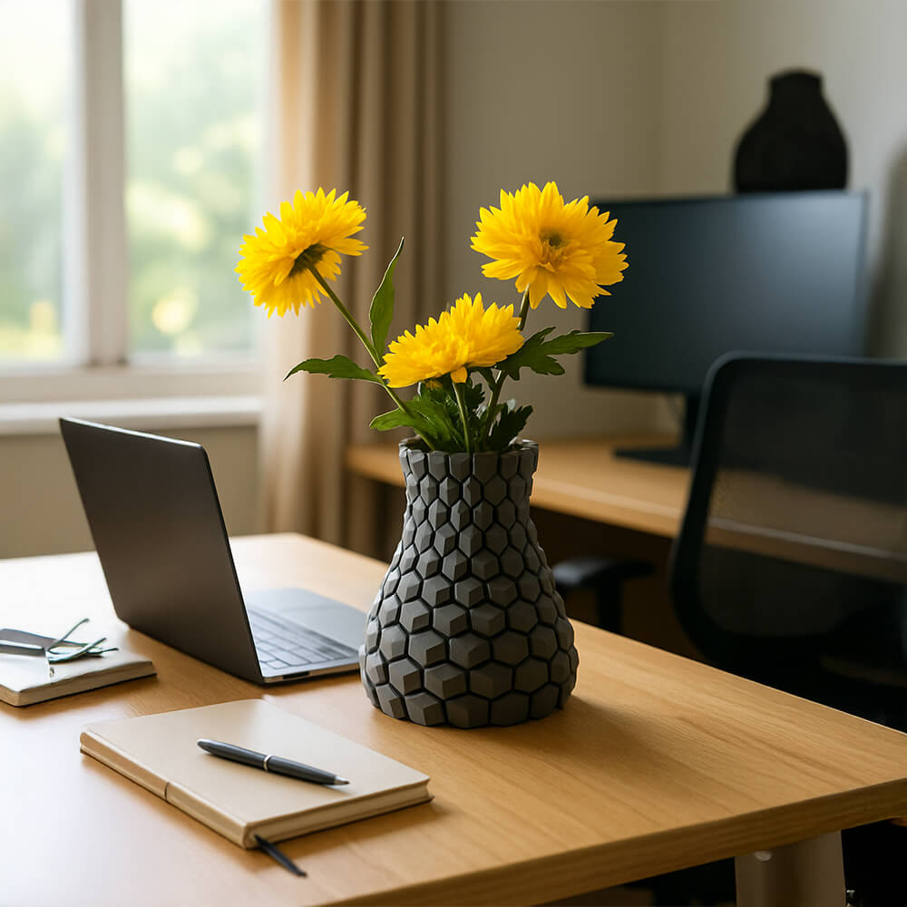 Curved honeycomb vase