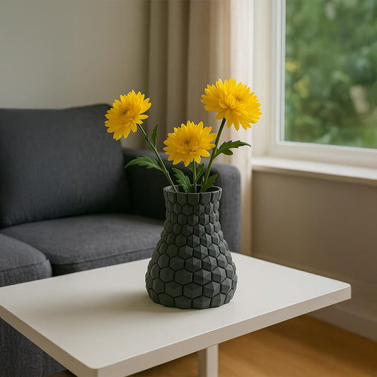 Curved honeycomb vase