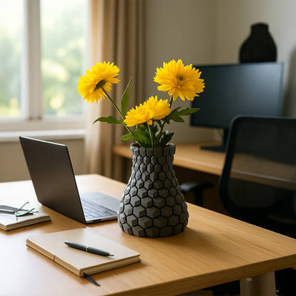 Curved honeycomb vase