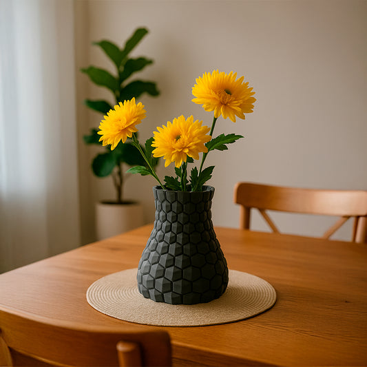 Curved honeycomb vase